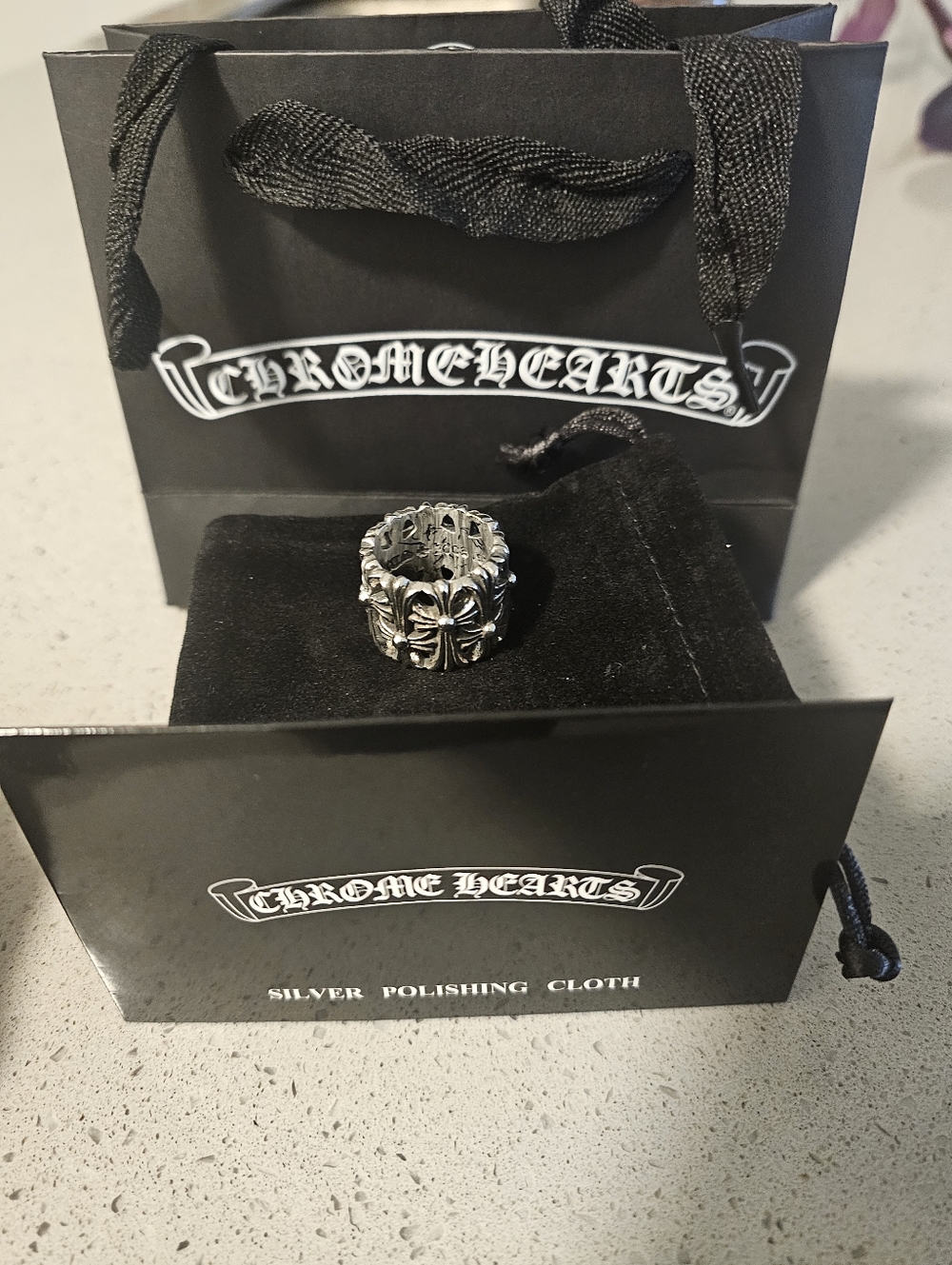 Chrome Hearts Silver Cemetery Ring SZ 9